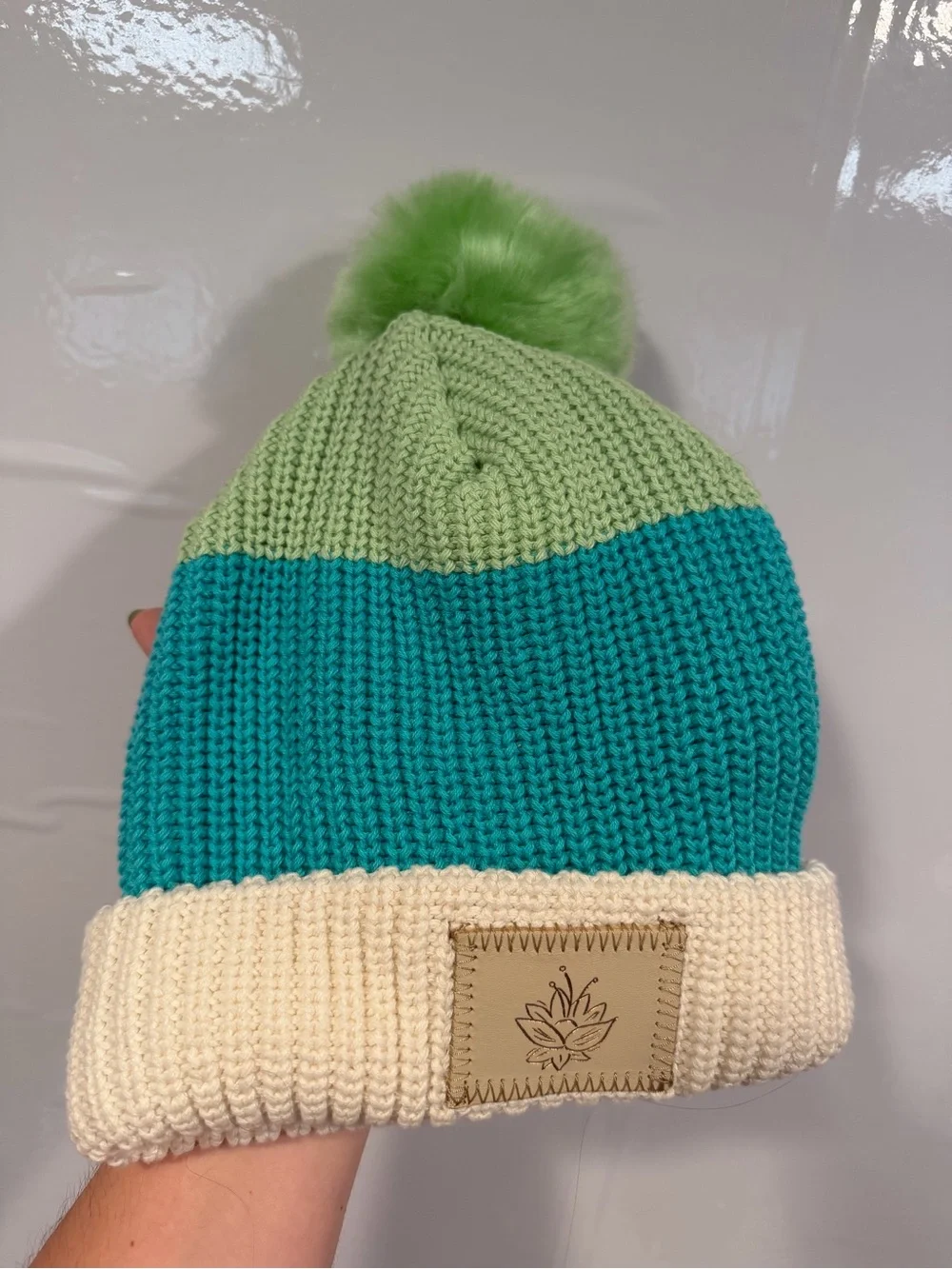 Princess Tiana Love your melon x Disney NWT Colorblock Pom Beanie - Green, Teal